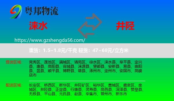 涞水县到井陉县物流专线