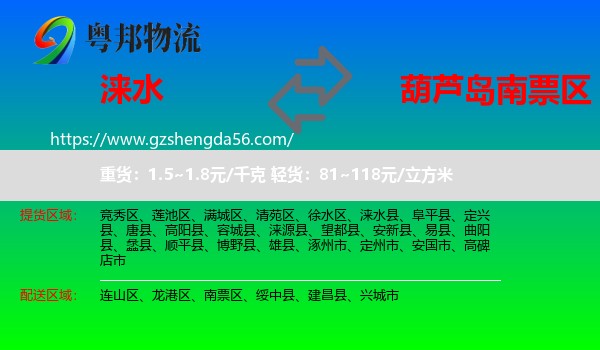 涞水县到南票区物流专线