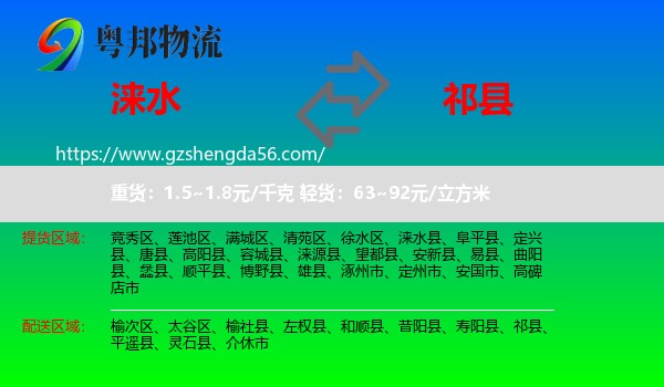 涞水县到祁县物流专线