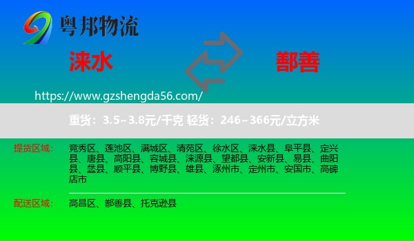 涞水县到鄯善县物流专线