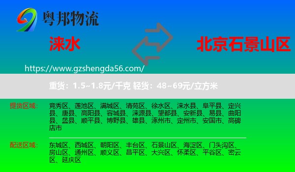 涞水县到石景山区物流专线