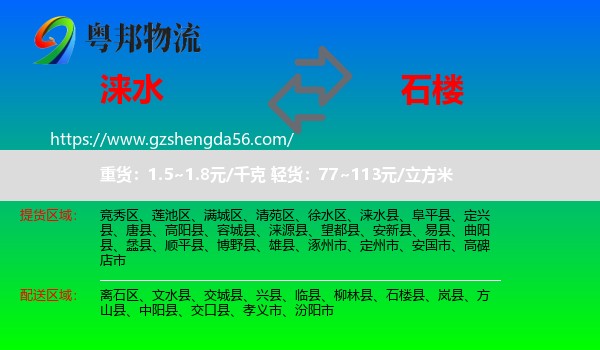 涞水县到石楼县物流专线