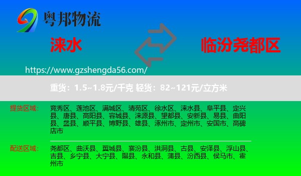 涞水县到尧都区物流专线