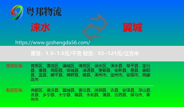 涞水县到翼城县物流专线