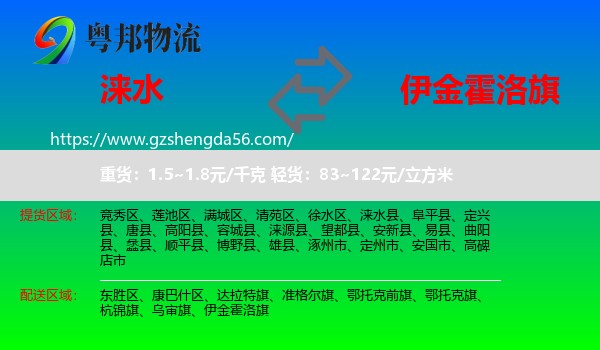 涞水县到伊金霍洛旗物流专线