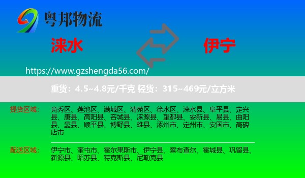 涞水县到伊宁市物流专线