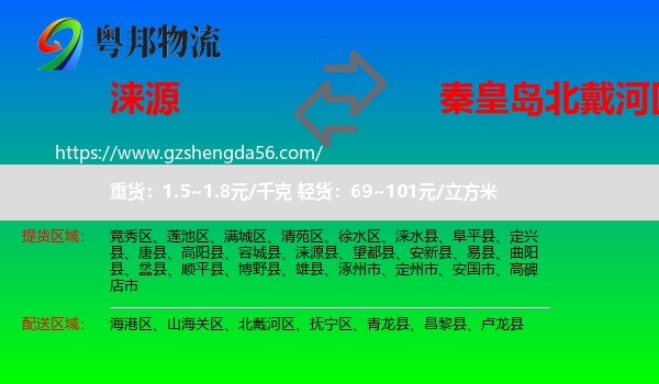 涞源县到北戴河区物流专线