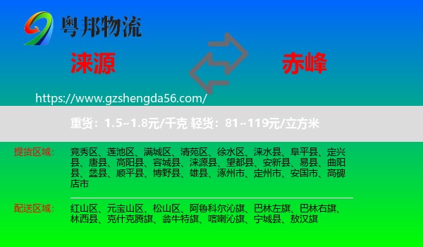涞源县到赤峰物流