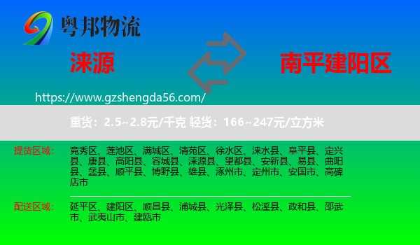 涞源县到建阳区物流专线