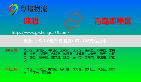 涞源县到即墨区物流专线
