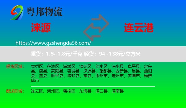 涞源县到连云港物流