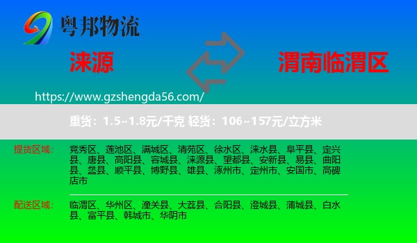 涞源县到临渭区物流专线