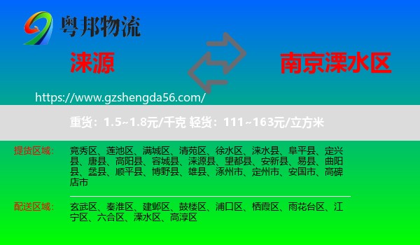 涞源县到溧水区物流专线