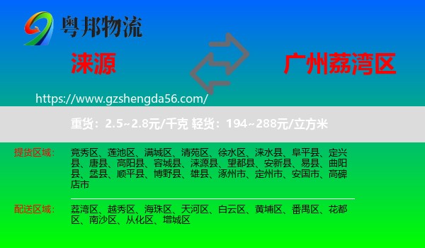 涞源县到荔湾区物流专线