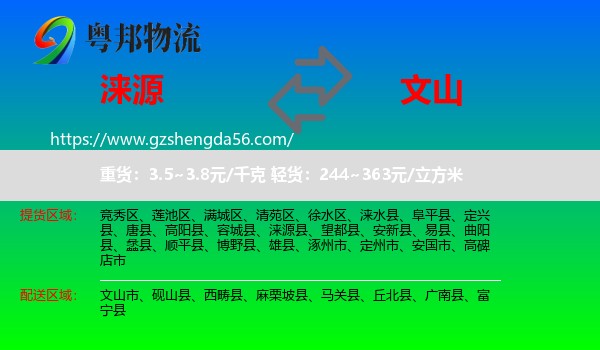 涞源县到文山物流