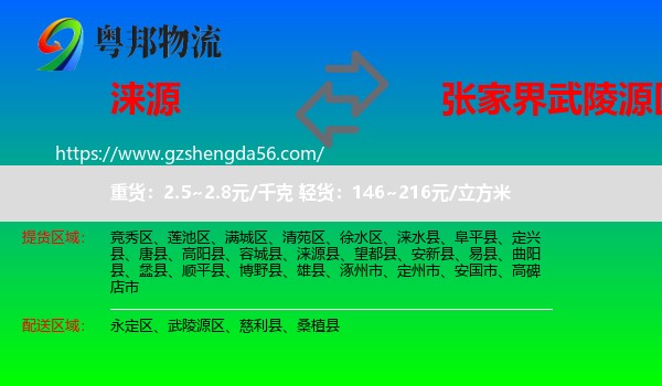 涞源县到武陵源区物流专线