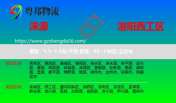 涞源县到西工区物流专线