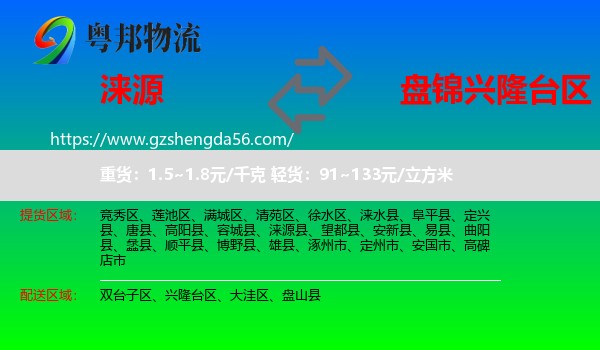 涞源县到兴隆台区物流专线