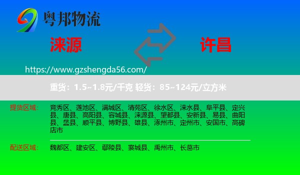 涞源县到许昌物流