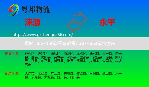 涞源县到永平县物流专线