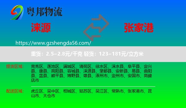 涞源县到张家港市物流专线