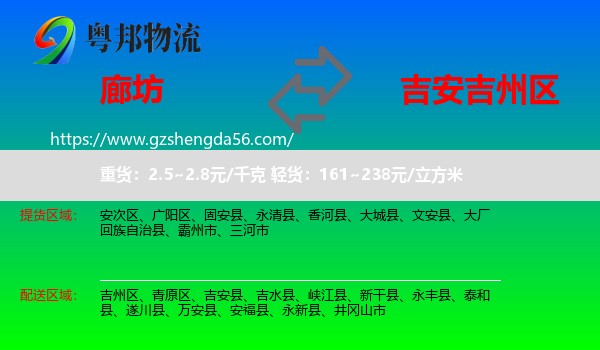 廊坊到吉州区物流专线