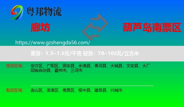 廊坊到南票区物流专线