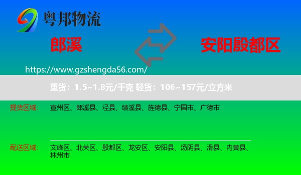郎溪县到殷都区物流专线