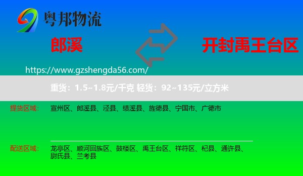 郎溪县到禹王台区物流专线