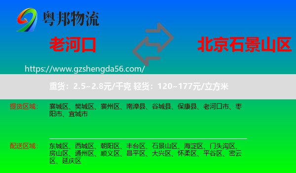 老河口市到石景山区物流专线