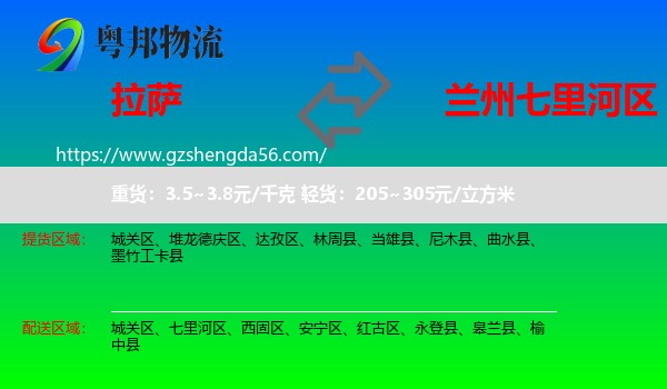 拉萨到七里河区物流专线