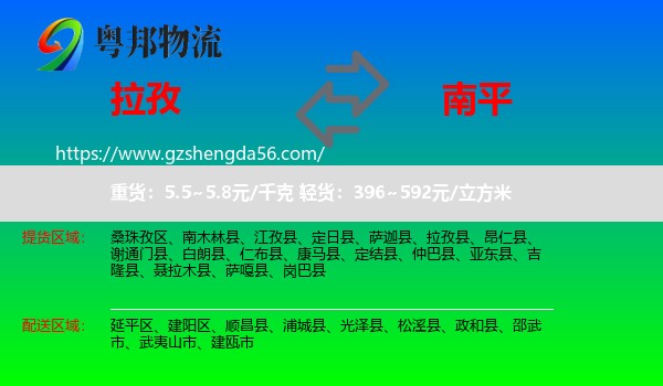 拉孜县到南平物流专线