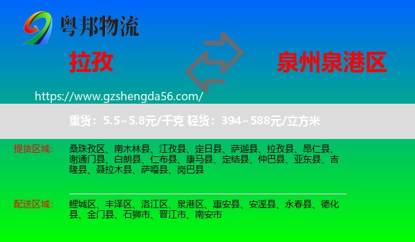 拉孜县到泉港区物流专线
