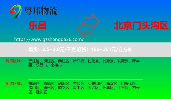 乐昌市到门头沟区物流专线