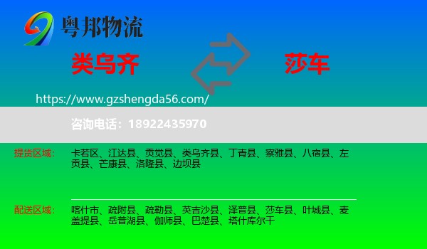 类乌齐县到莎车县物流专线
