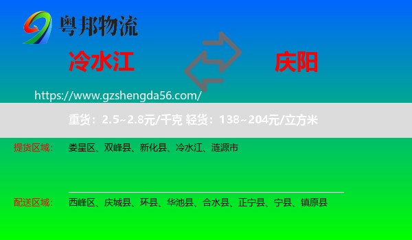冷水江到庆阳物流专线