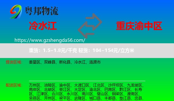 冷水江到渝中区物流专线