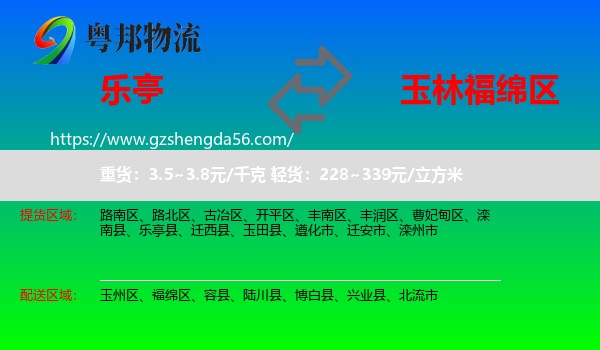 乐亭县到福绵区物流专线