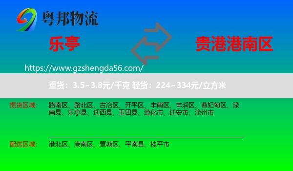 乐亭县到港南区物流专线
