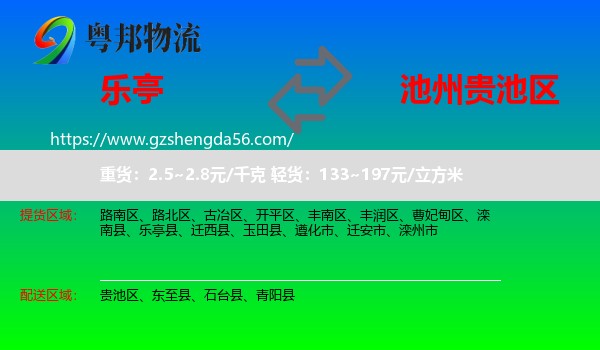 乐亭县到贵池区物流专线