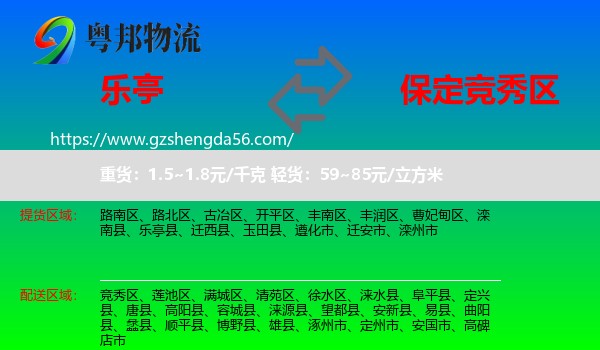 乐亭县到竞秀区物流专线