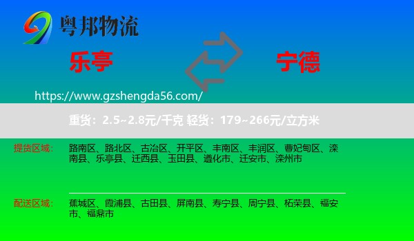 乐亭县到宁德物流