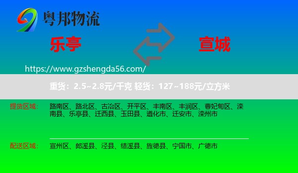 乐亭县到宣城物流