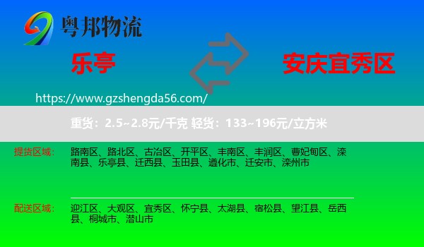 乐亭县到宜秀区物流专线