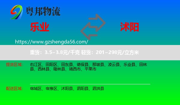 乐业县到沭阳县物流专线