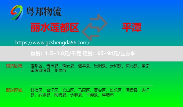 莲都区到平潭县物流专线