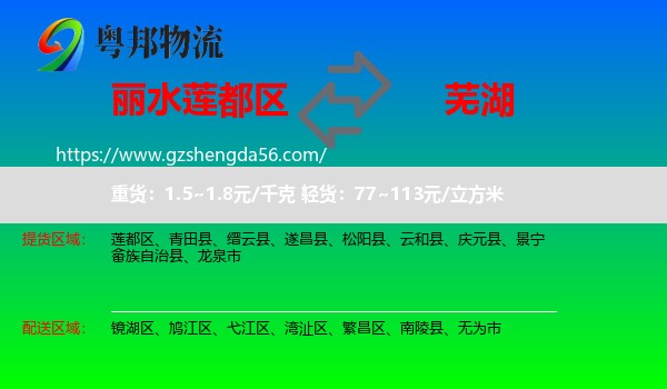 莲都区到芜湖物流专线