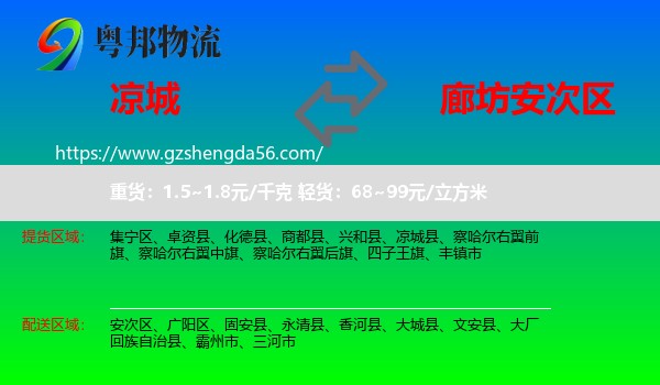 凉城县到安次区物流专线