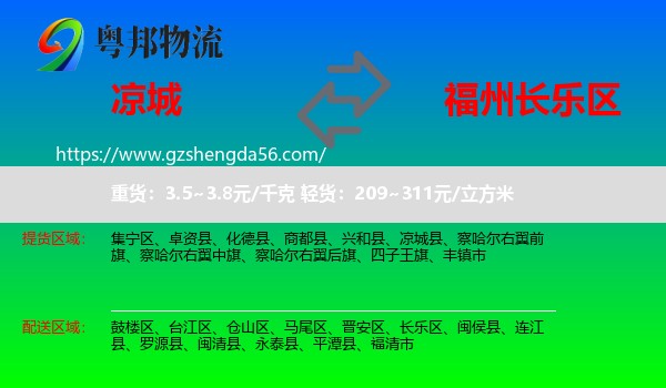 凉城县到长乐区物流专线
