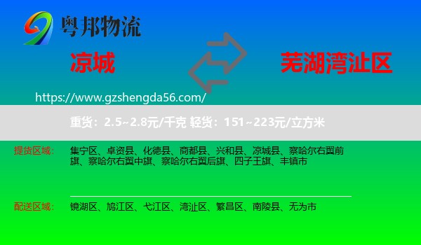凉城县到湾沚区物流专线